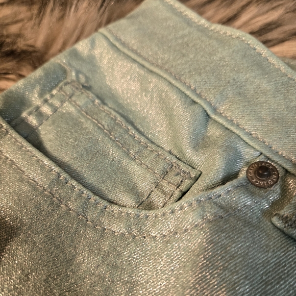 Cat & Jack Super Skinny Pants sz 14 Girls Mint Green/Silver tone - Picture 2 of 4